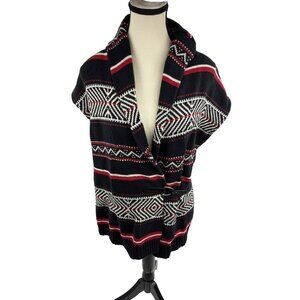 Chaps Womens Southwestern Shawl Collar Belted Cardigan Y2K Sweater M